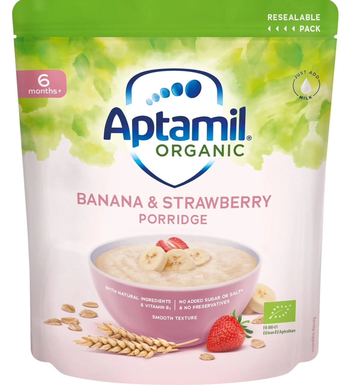 Organic banana and strawberry multigrain porridge